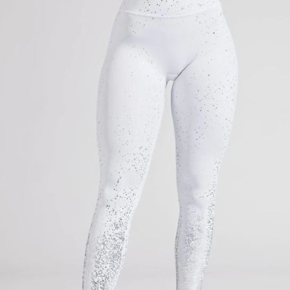 NWT Buffbunny Dazzle Leggings - White Silver XL